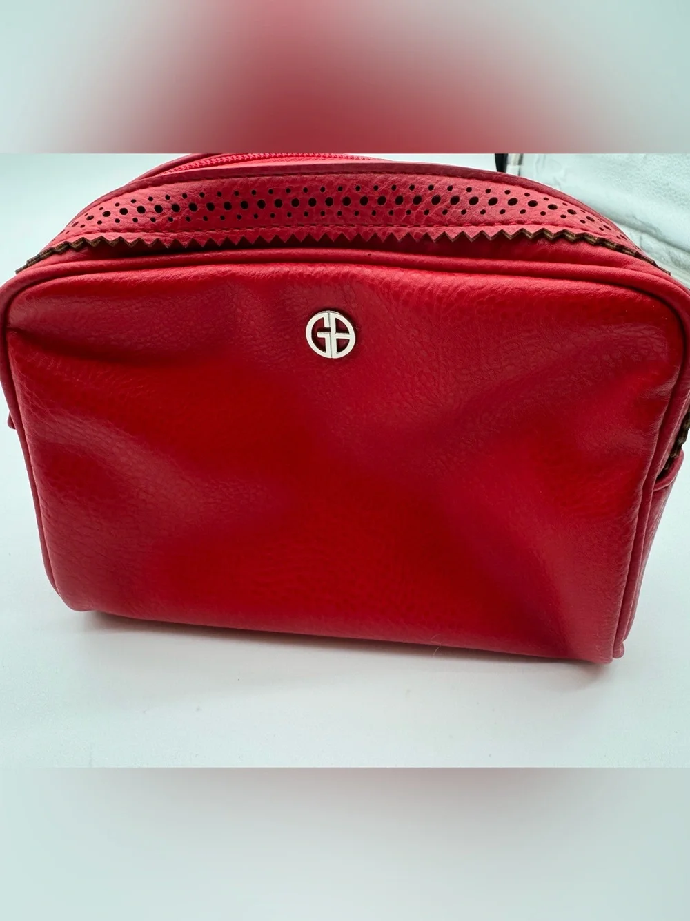 Red Leather Cosmetic Pouch Giani Bernini Travel Pouch and cosmetic bag red